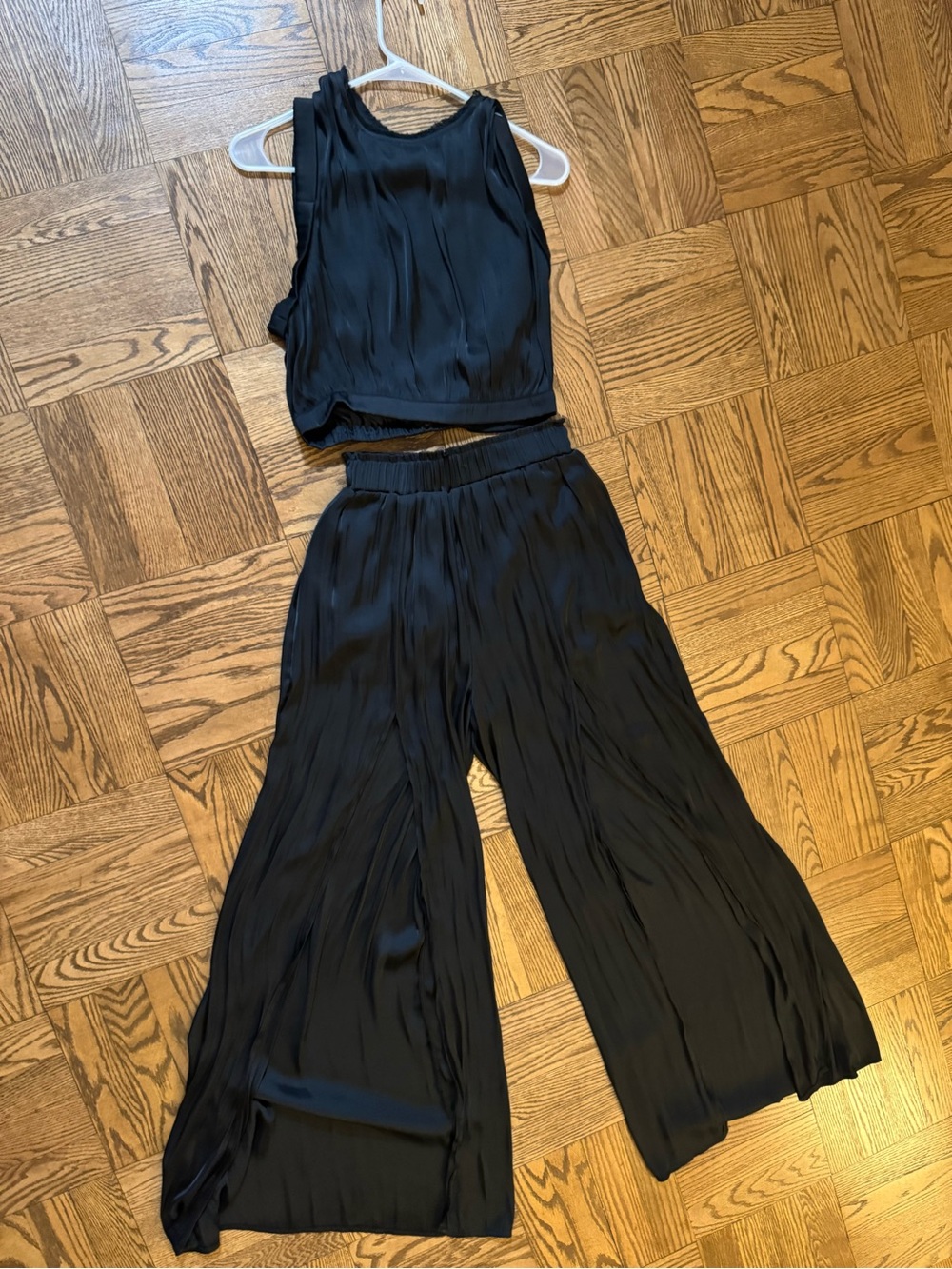 By Together Black Pleated Wide-Leg Pants with Matching Crop Top